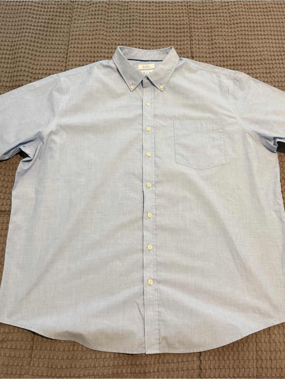 Croft & Barrow Blue Solid Woven Easy Care Pocket Button-Down Shirt Men's XXL